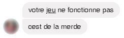 Message chatbot jeu concours merde