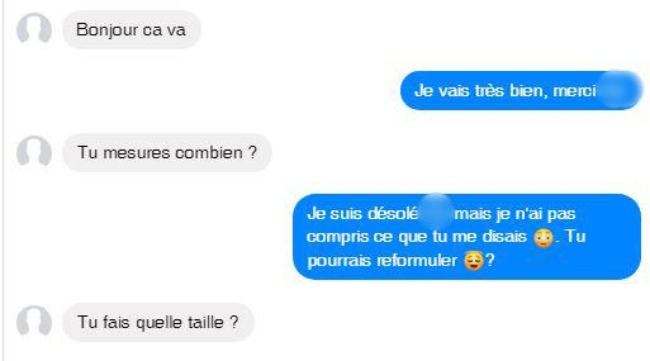 Message chatbot taille
