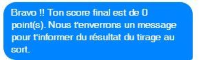 Message chatbot jeu concours