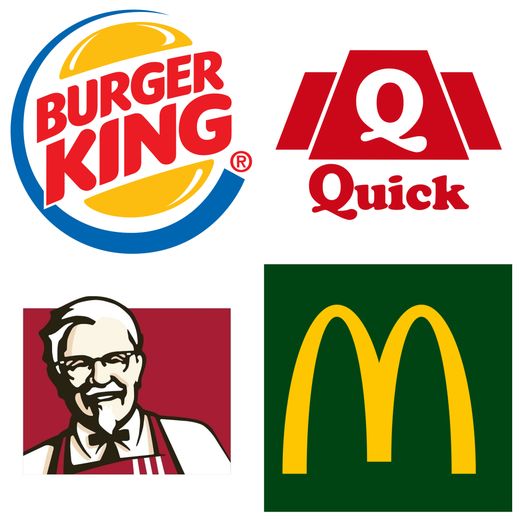 Logos Burger King, Quick, Mcdonald's et KFC