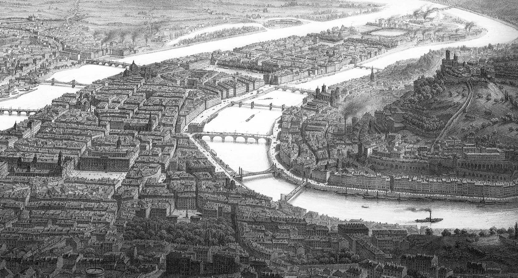 image historique de lyon en noir et blanc