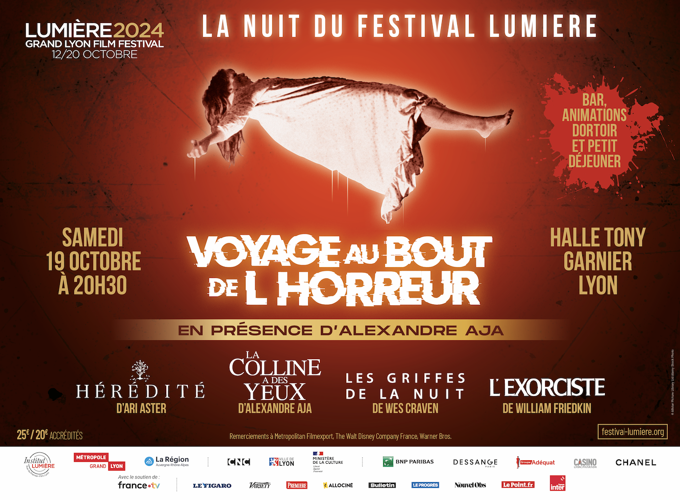 La nuit du festival Lumière vous embarque pour un voyage au bout de l'horreur le samedi 19 octobre 2024